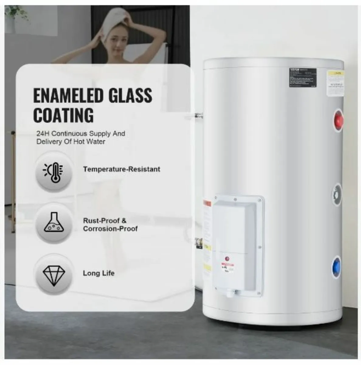 Electric Water Heater, 18 Gallon Tank Instant Hot - Image 3