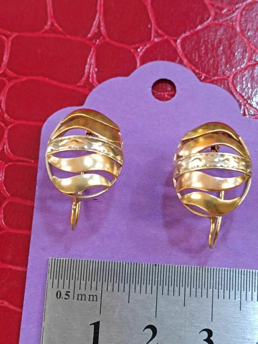 Vintage Gypsy Earrings, 14k 3 Tone Gold - Image 4