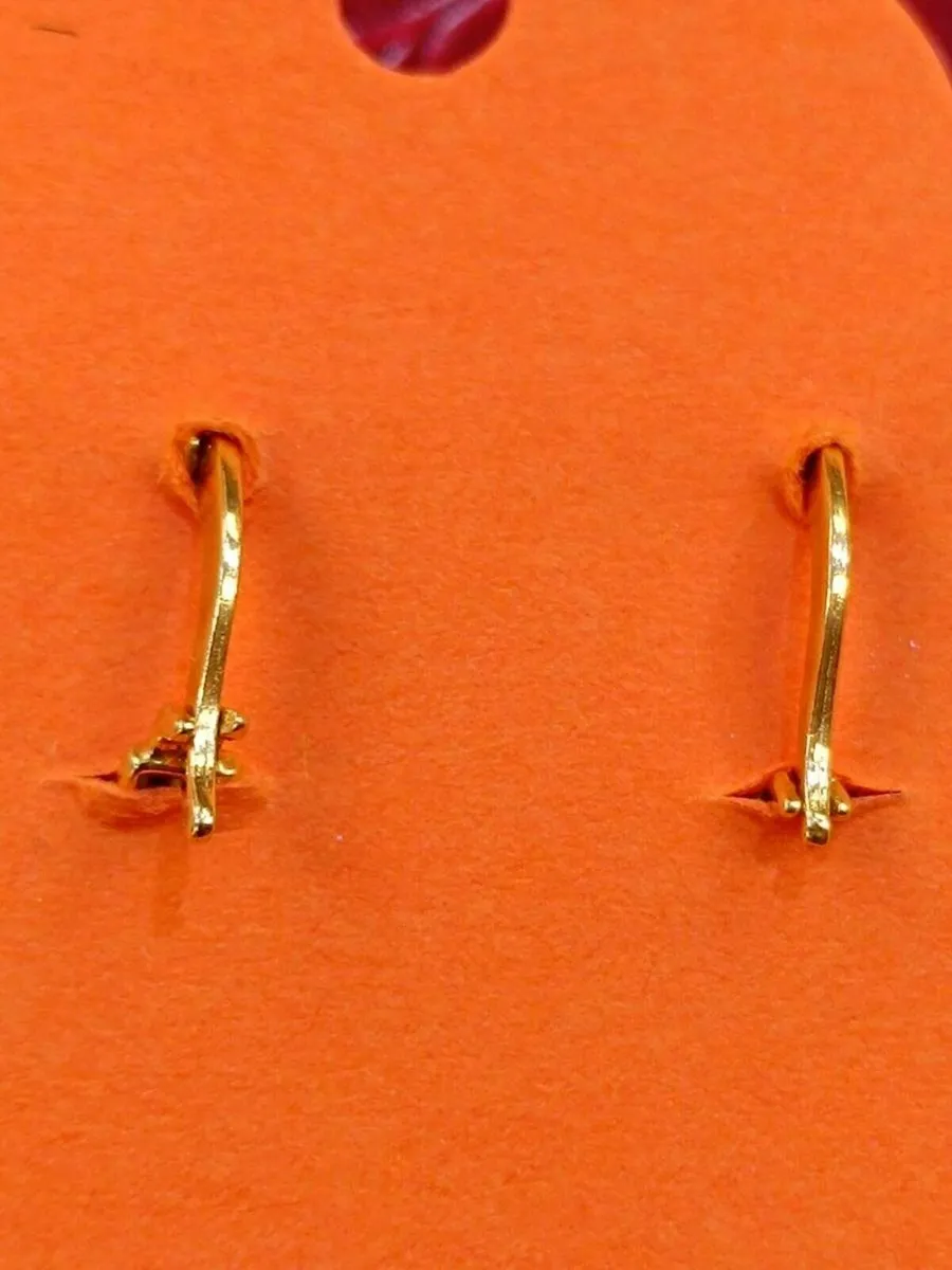 18k Yellow Gold Greek Key Hoops Earrings - Image 4