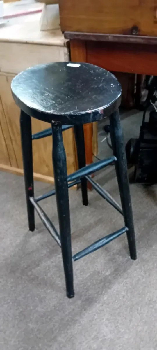 Vintage Ebonised Wood Stool