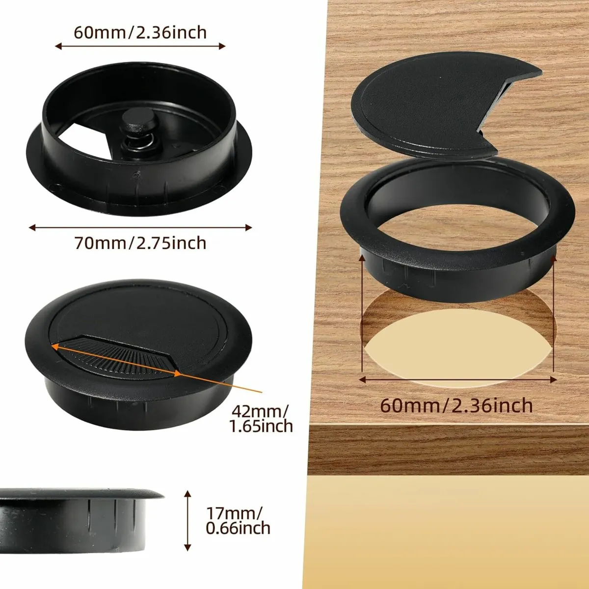 10 Pcs Desk Grommet 60mm with 60mm Hole Saw, Desk - Image 2