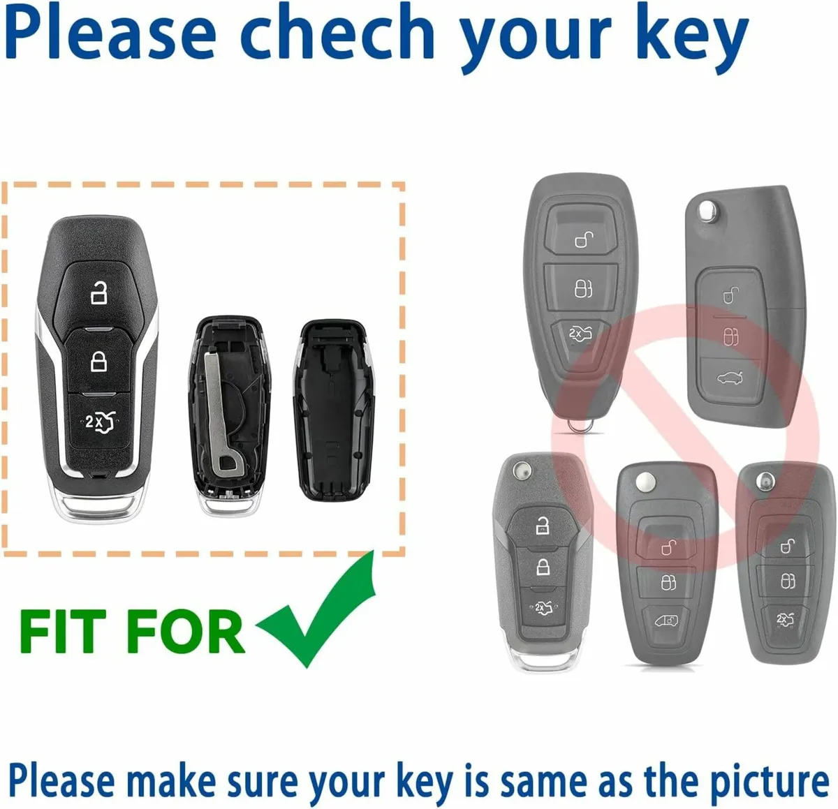 3 buttons For 2015 Ford Mondeo Key Fob Cover Case - Image 2