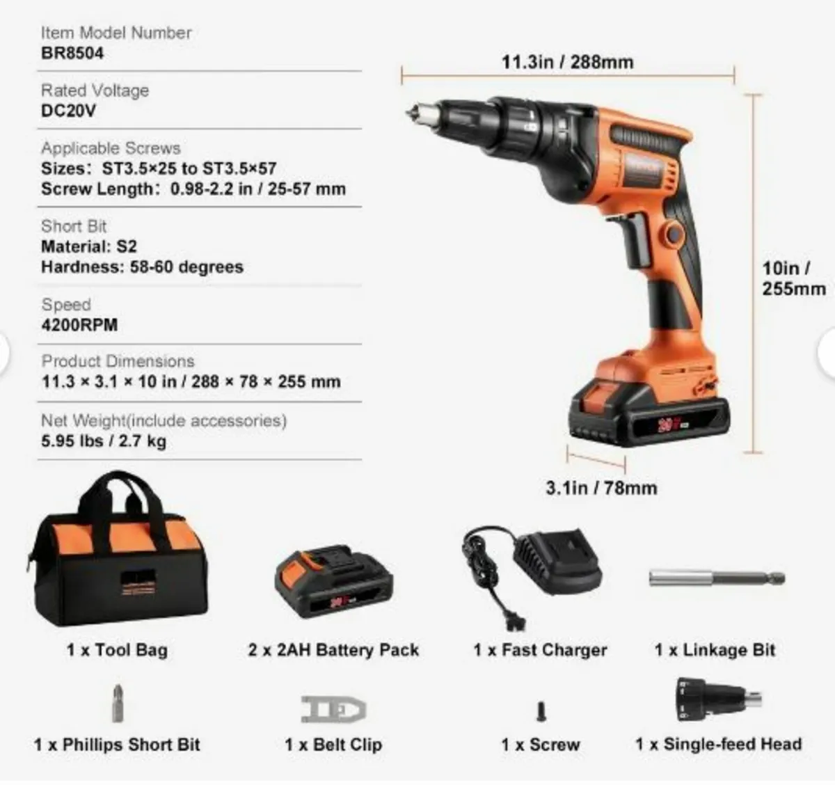 Drywall Screw Gun, 20V Max Drywall - Image 2