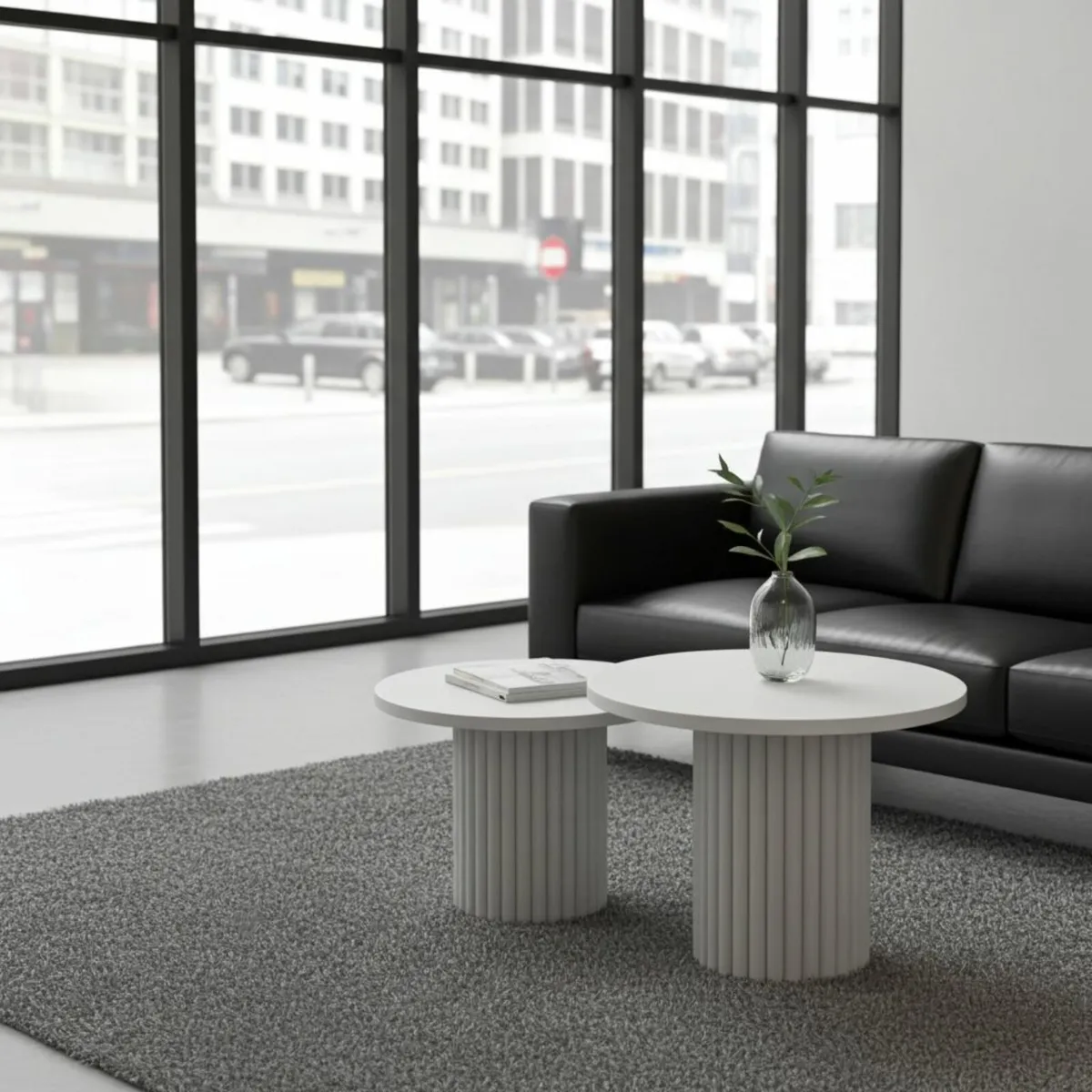 Modo Designer Ribbed Coffee Table Set - Image 2