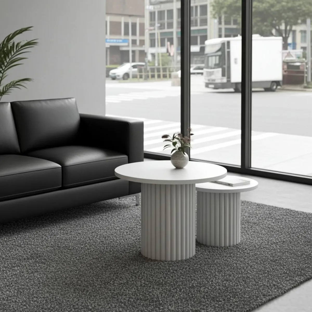 Modo Designer Ribbed Coffee Table Set - Image 3