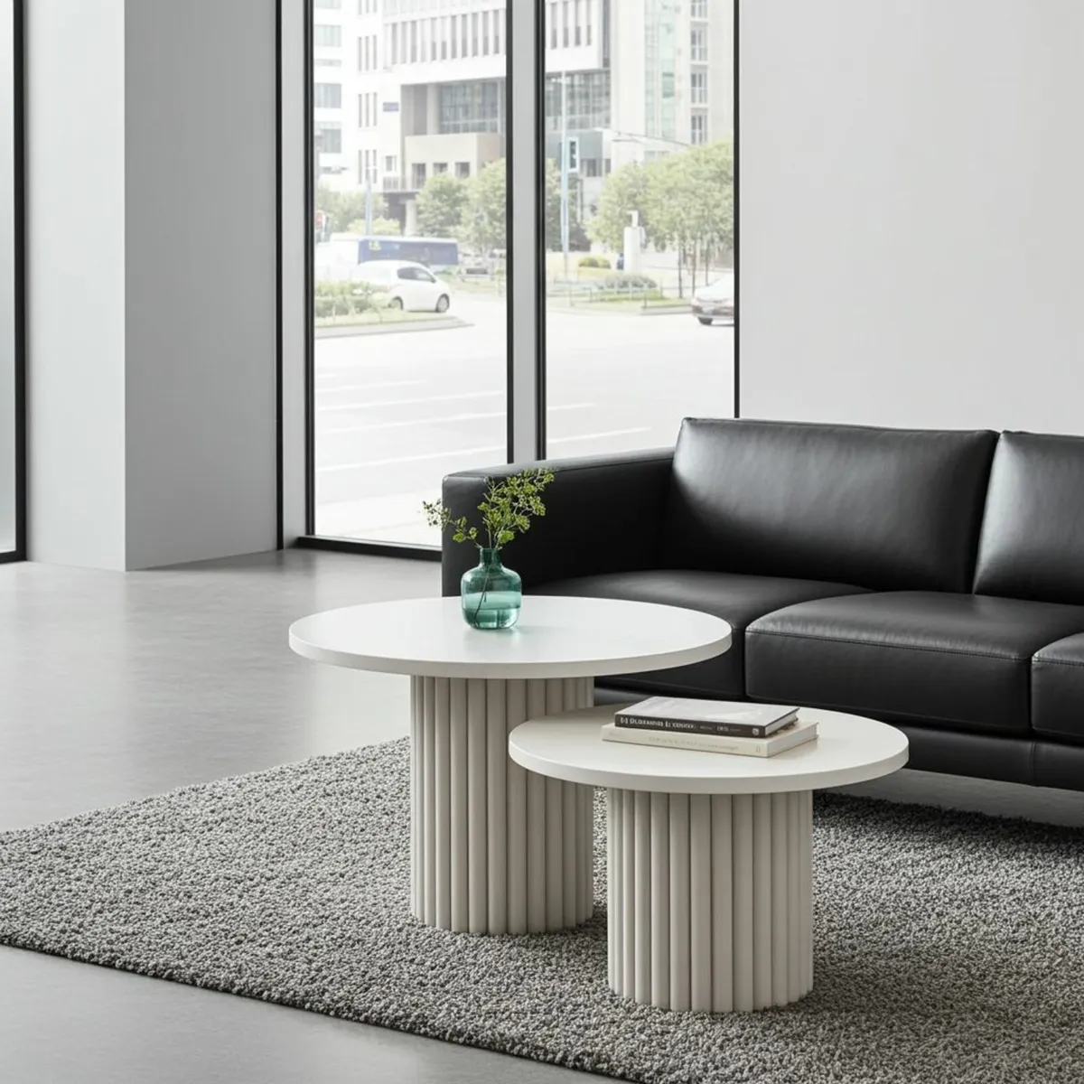 Modo Designer Ribbed Coffee Table Set - Image 4