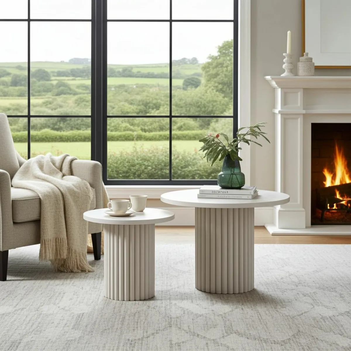 Modo Designer Ribbed Coffee Table Set - Image 1