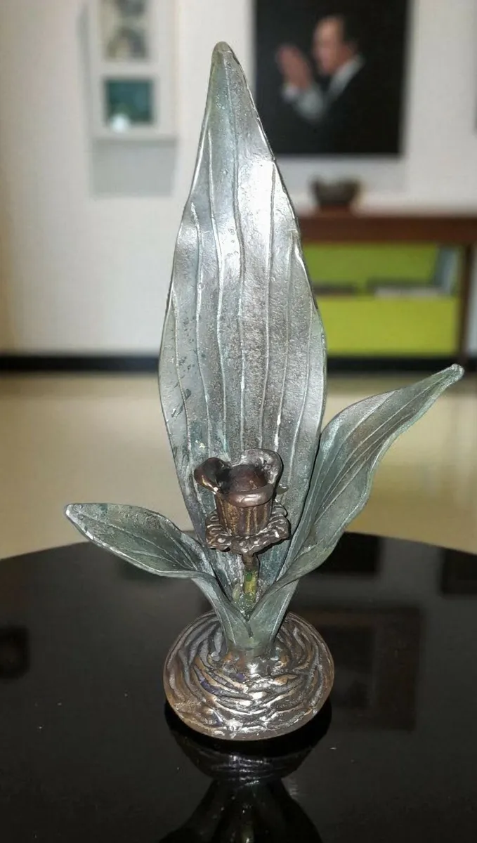 1950s Gatco bronze and brass candleholder 32cm - Image 1