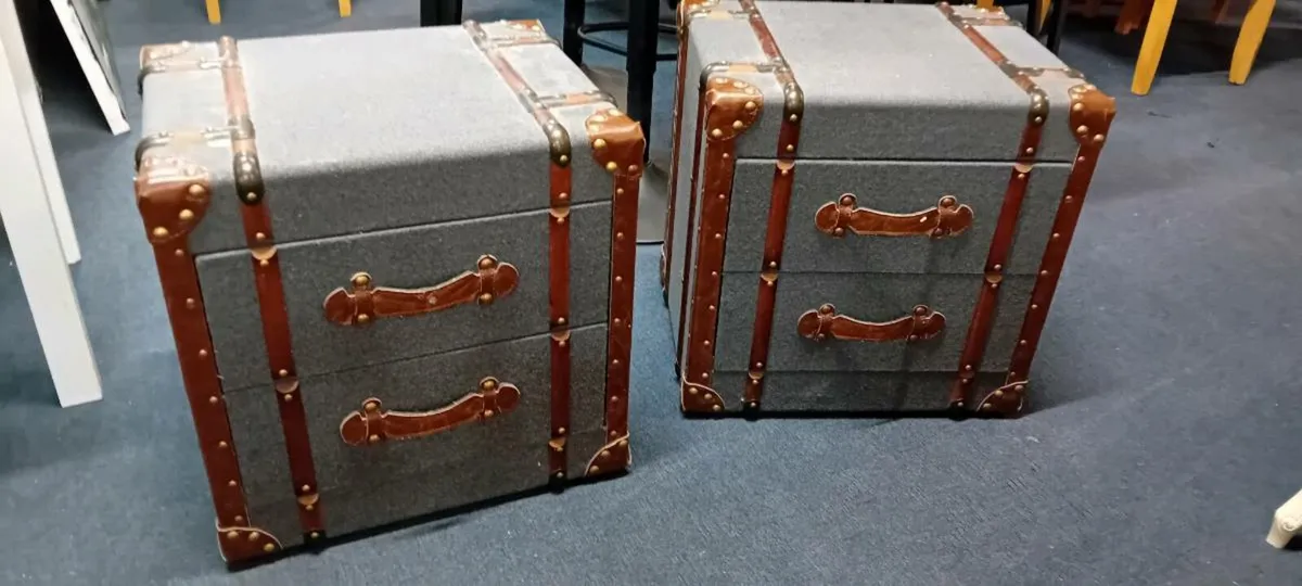 Pair Of Denim Effect Bedside Lockers - Image 1