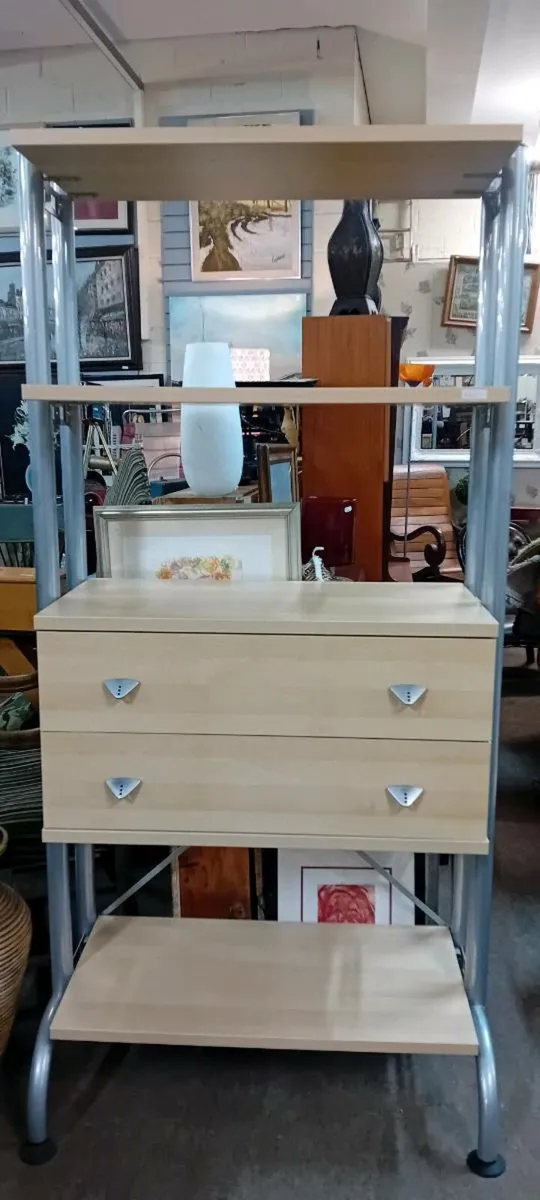 Modern Solid Shelving Unit With Drawers - Image 1