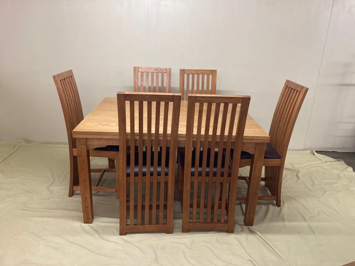 Solid Oak Extending Kitchen Table & Chairs - Image 1