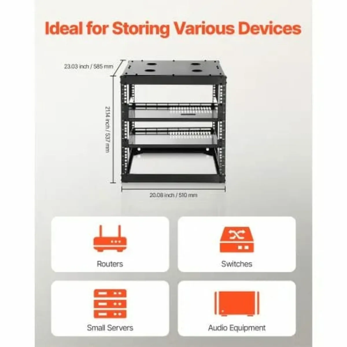 10U Open Frame Network Rack, 585 mm Depth, Wall Mo - Image 4