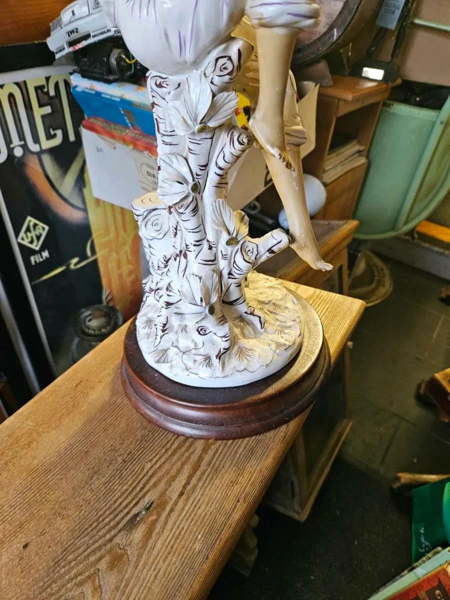 Vintage Looking Ceramic Figure on Wooden Base - Image 2