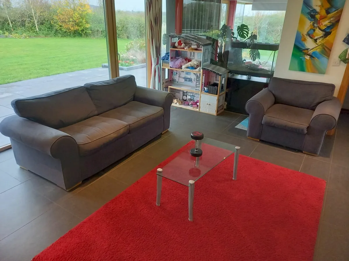 Grey fabric couch 3 seater and 1 seater armchair - Image 4