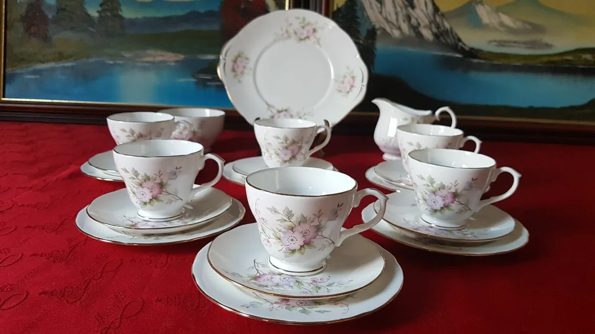 21 Pc. Duchess England Bone China Floral Tea Set - Image 1