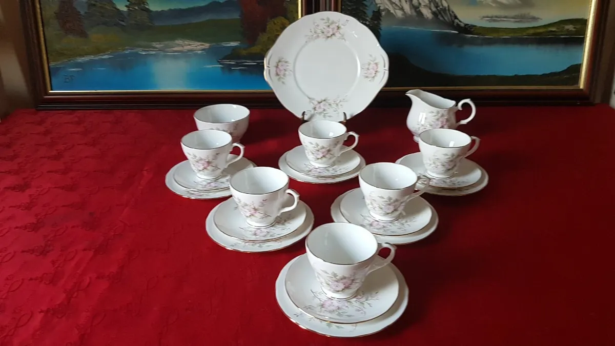 21 Pc. Duchess England Bone China Floral Tea Set - Image 2