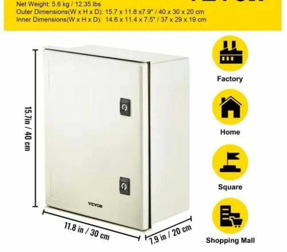 NEMA Fiberglass Enclosure, 40x30x20 cm NEMA 4X Fib - Image 2