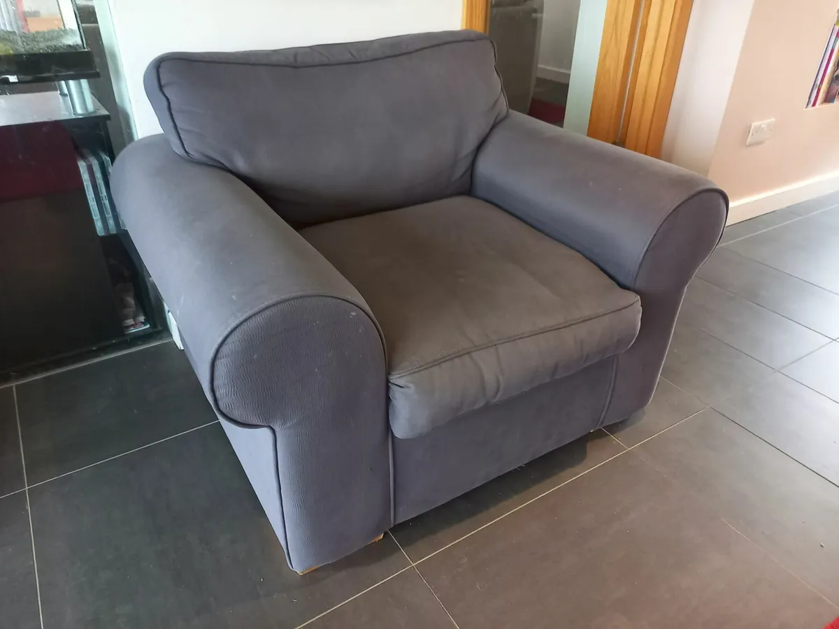 Grey fabric couch 3 seater and 1 seater armchair - Image 3