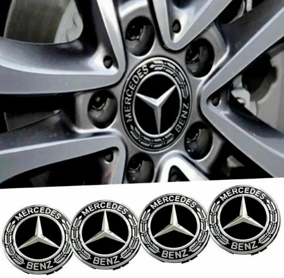 Mercedes Centre Caps (Black) FREE POST - Image 1