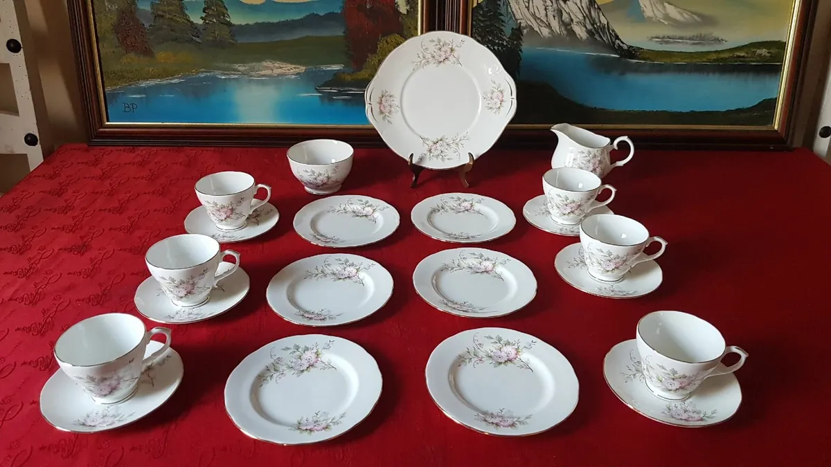 21 Pc. Duchess England Bone China Floral Tea Set - Image 3