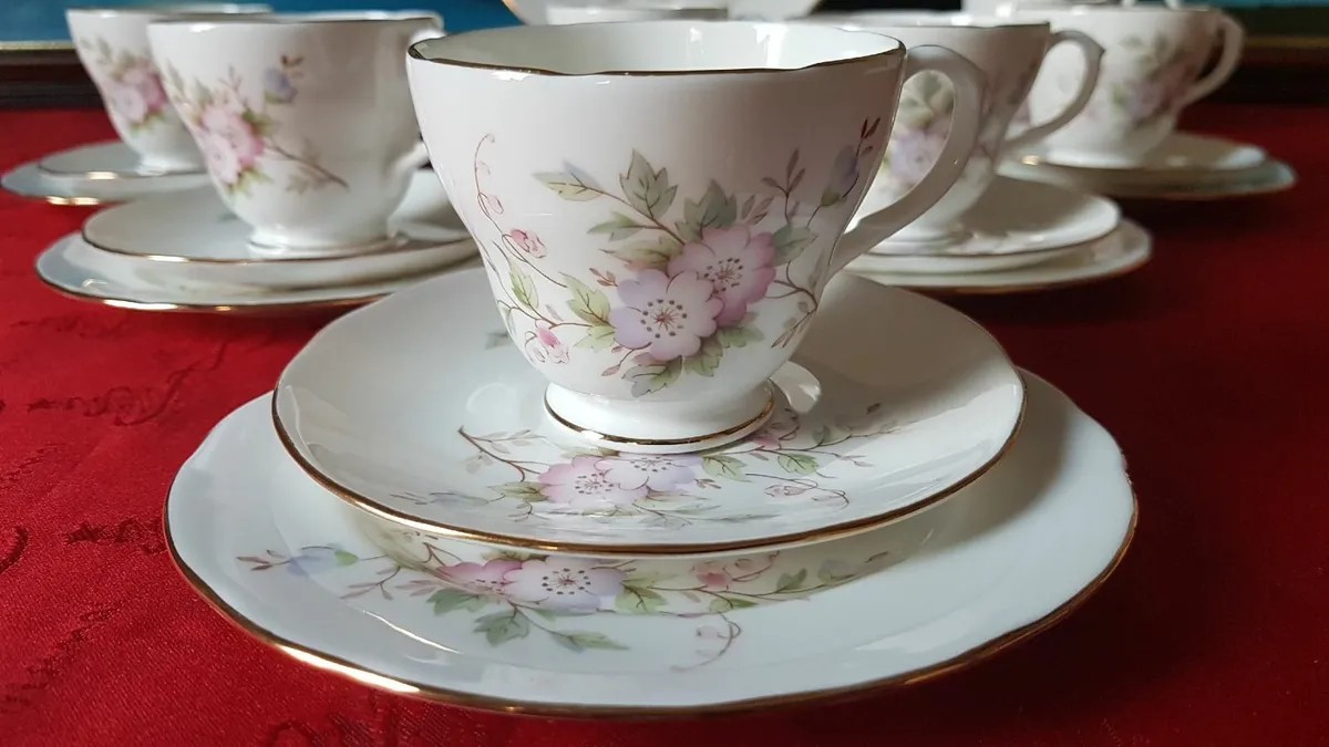 21 Pc. Duchess England Bone China Floral Tea Set - Image 4