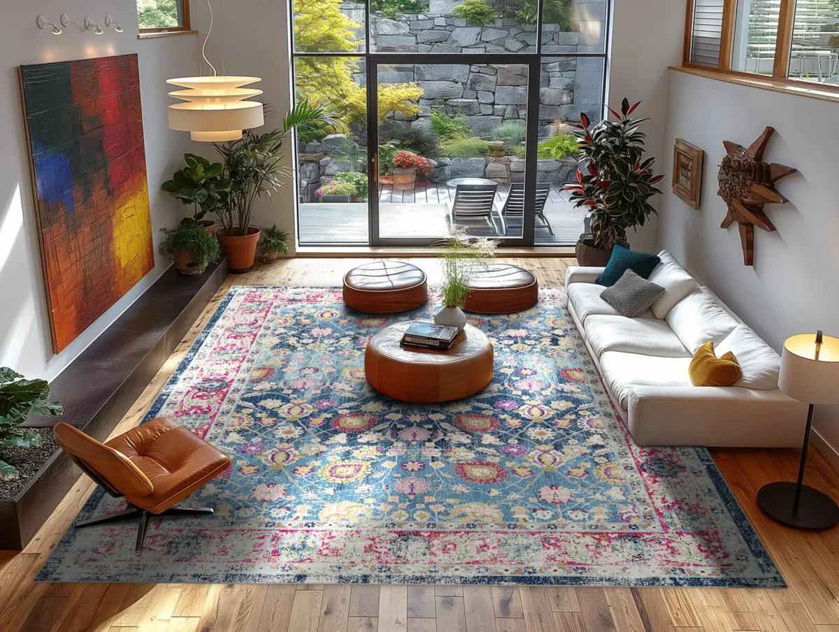 Vibrant Turkish Square Rug - Image 1