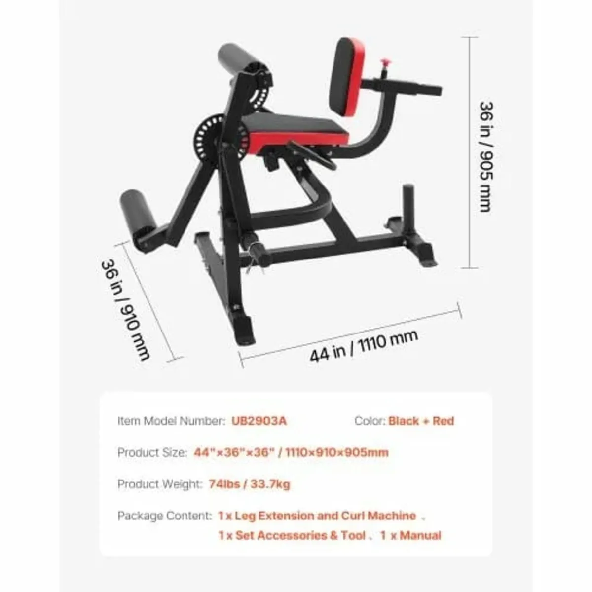 Leg Extension and Curl Machine, 700 lbs Capacity L - Image 2