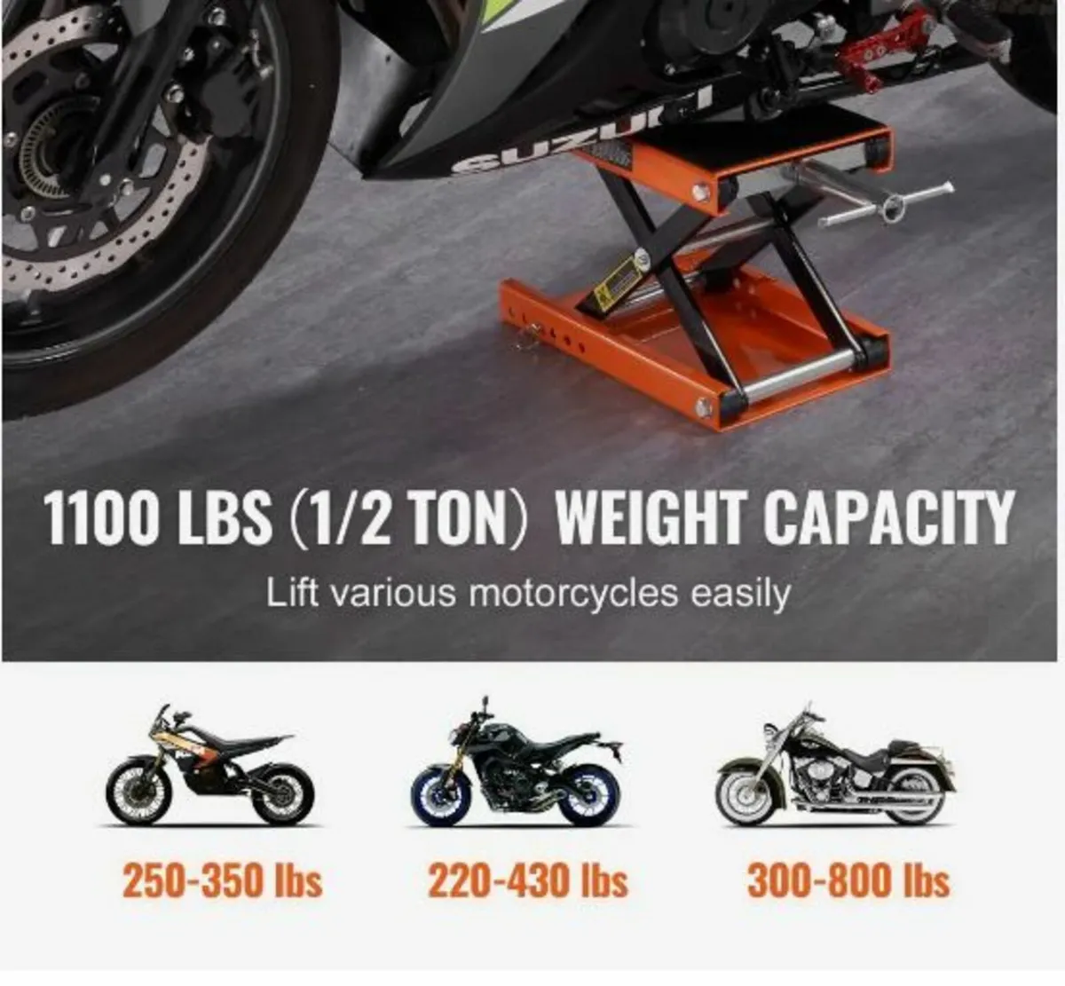 Motorcycle Scissor Jack Lift 499.5 kg Wide Deck - Image 3