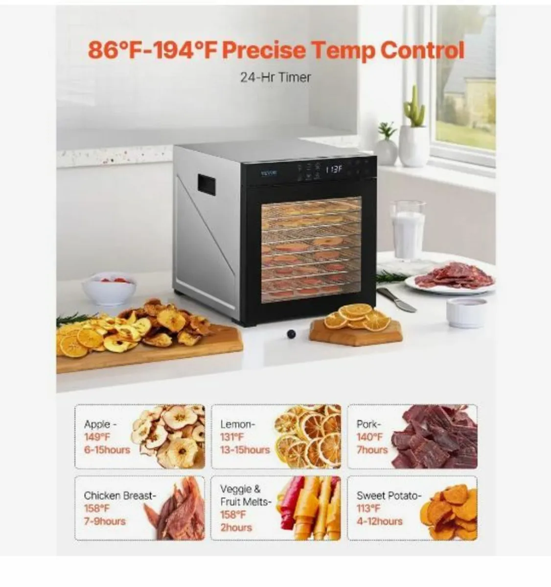 Food Dehydrator Machine, 10 Stainless Steel Trays - Image 1