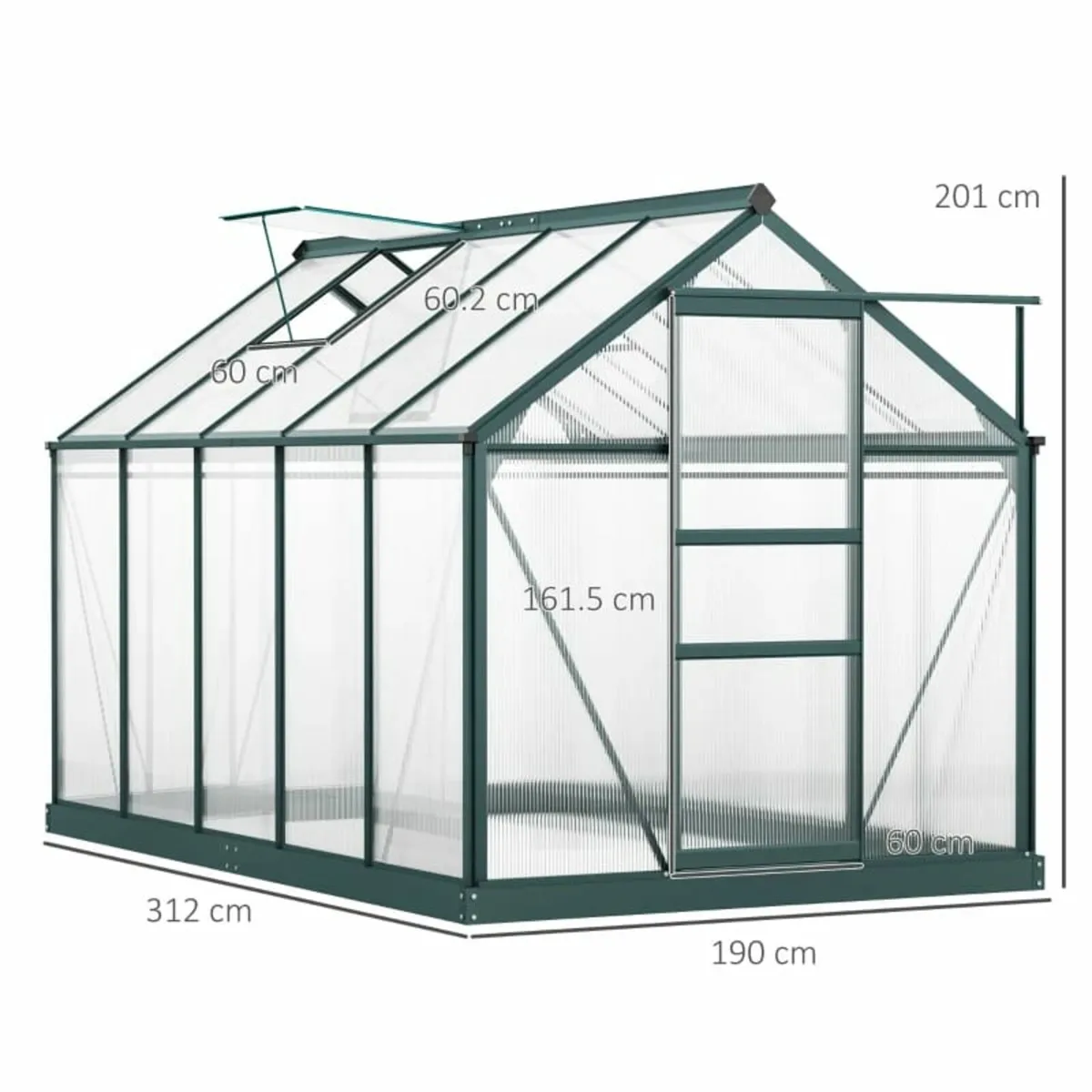 6 x 10ft Polycarbonate Greenhouse - Large Walk-In - Image 3