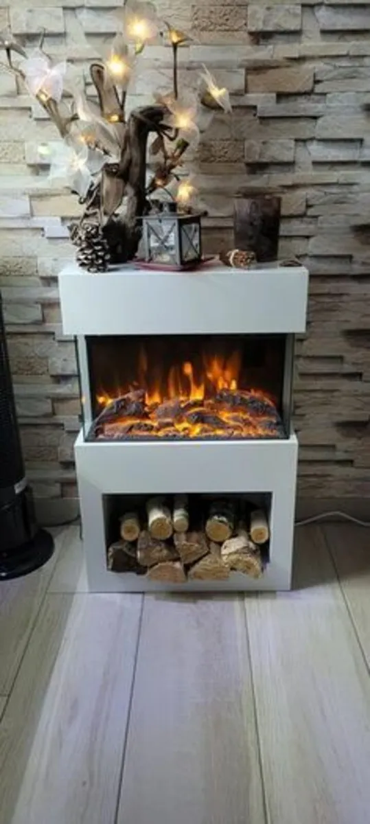 Freestanding Electric Fireplace White or Black - Image 3