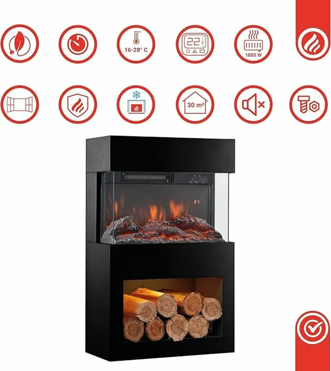 Modern Electric Fireplace with Remote – White or B - Image 2