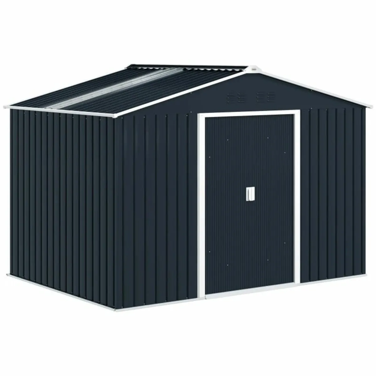 Dark grey Metal Tool Shed with Sliding Doors and V - Image 1