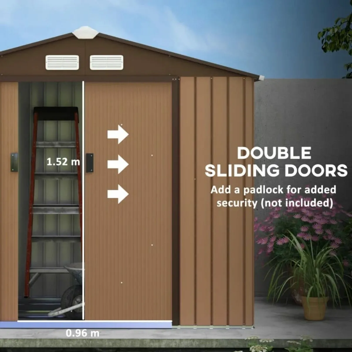 Outdoor Storage Shed, 7ft x 4ft, Large Patio Roofe - Image 4