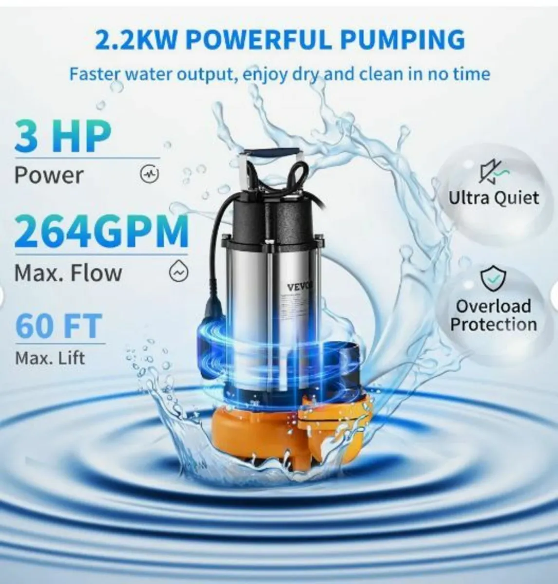 Submersible Water Pump, 2200W - Image 3