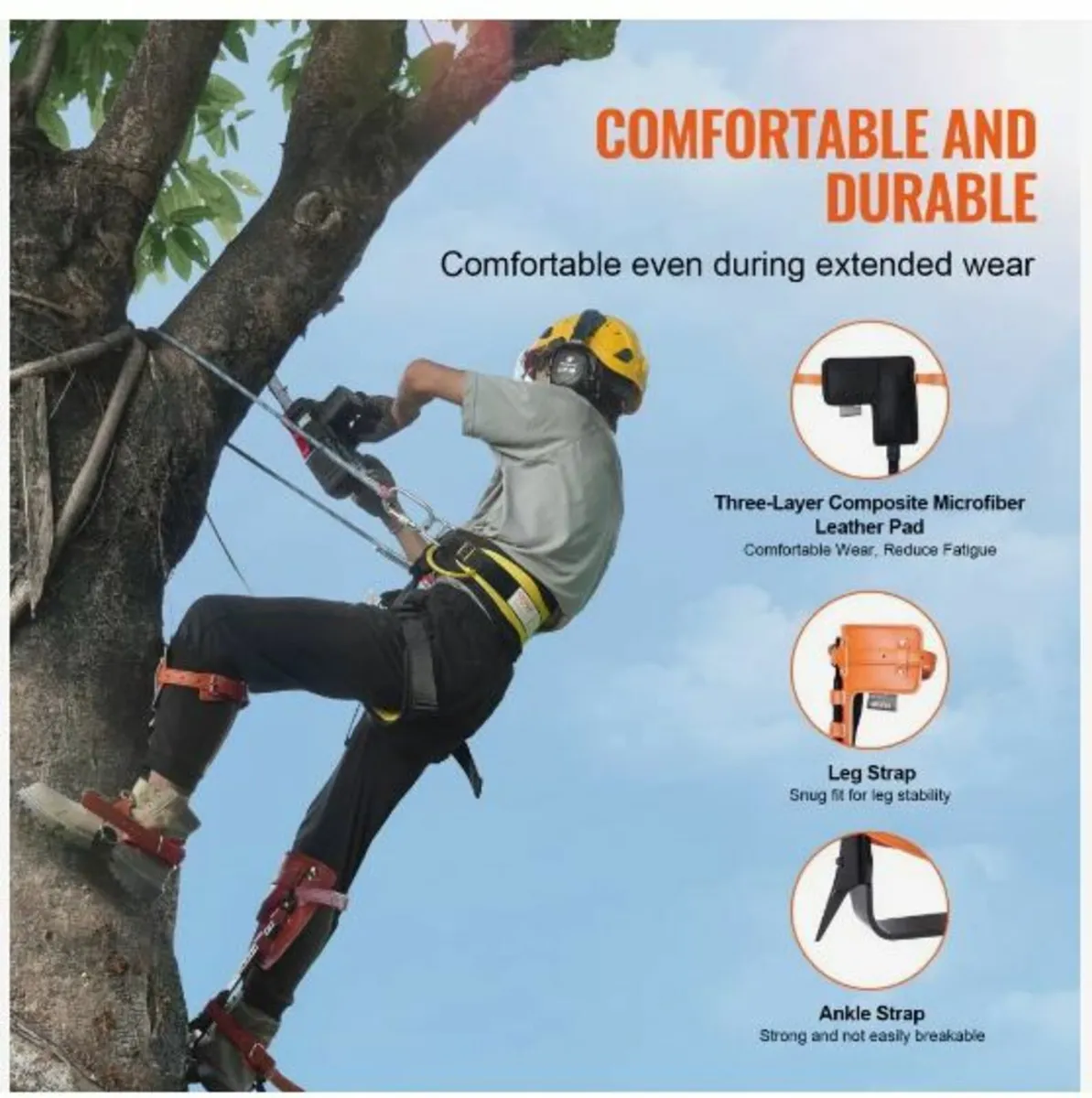 Tree Climbing Spikes Set, 1 Pair Alloy Steel - Image 1