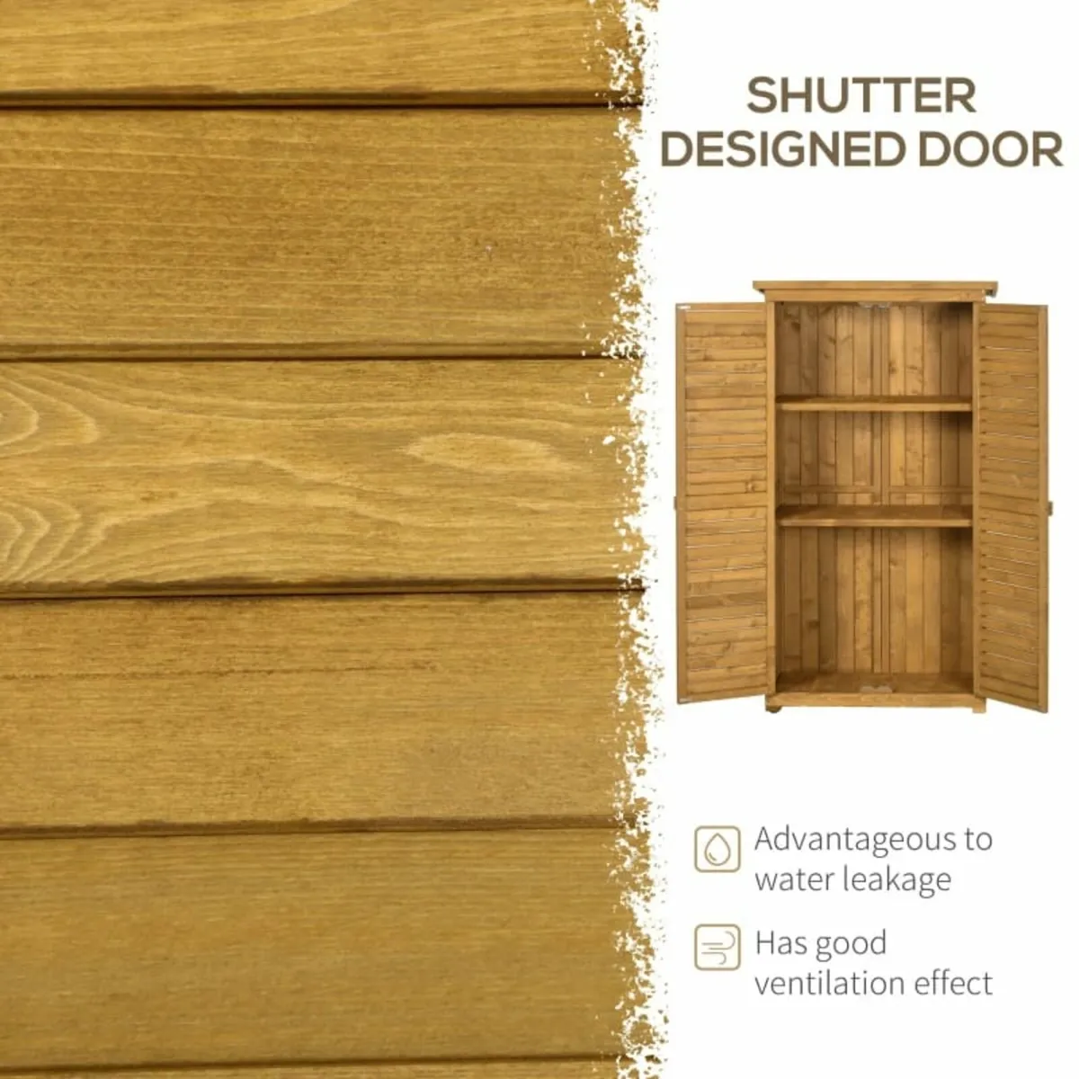 Garden Wood Storage Shed Fir Wood Shutter Tool Cab - Image 4