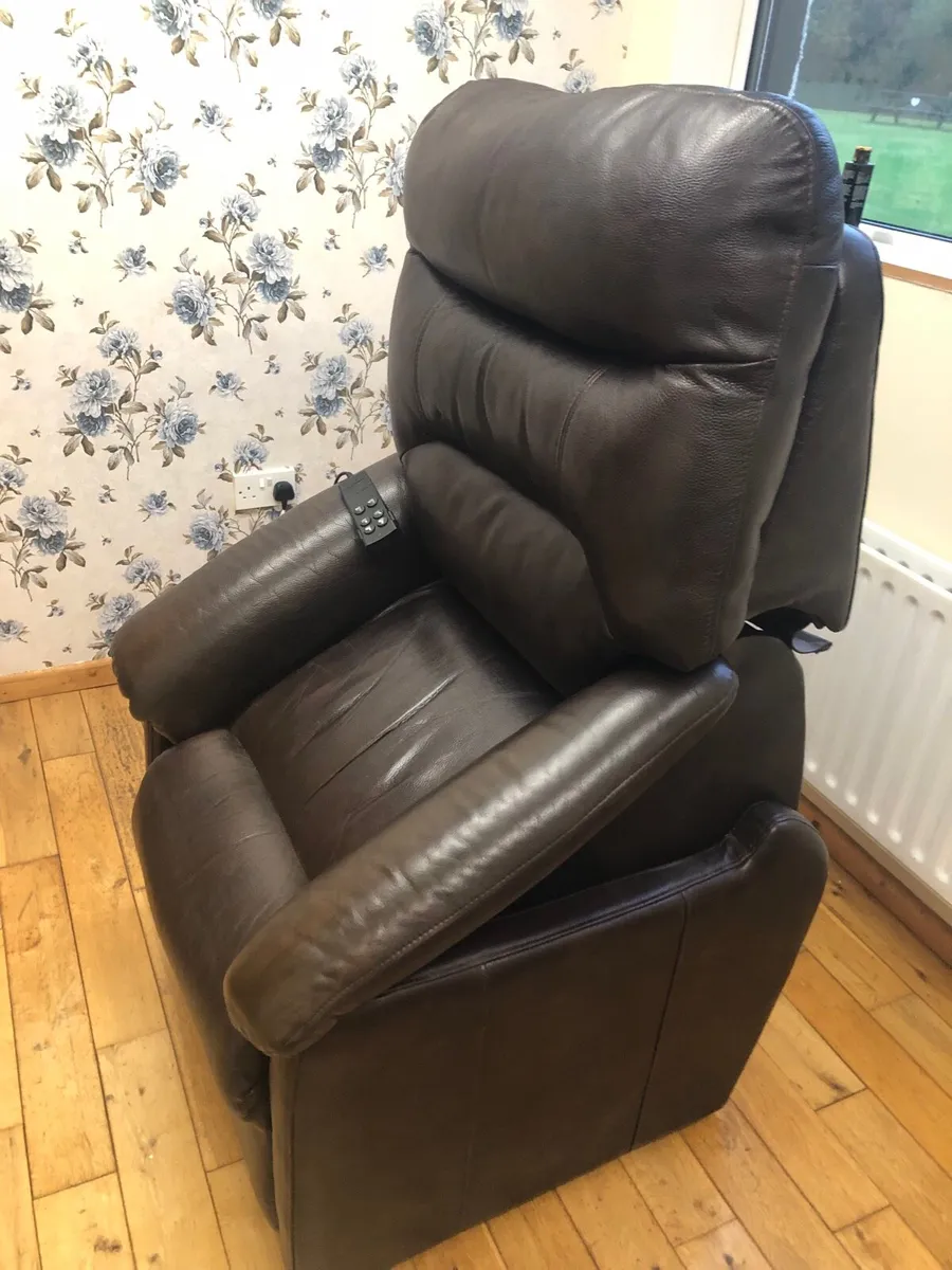 Brown Leather Rise & Recline Chair - Image 1