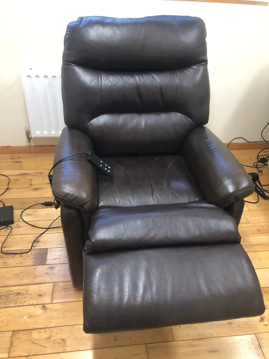 Brown Leather Rise & Recline Chair - Image 3