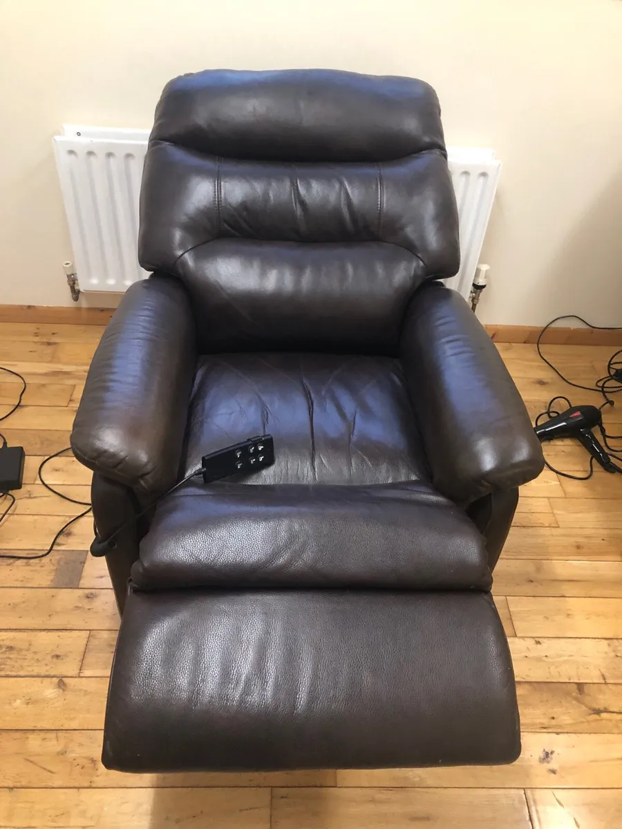 Brown Leather Rise & Recline Chair - Image 4