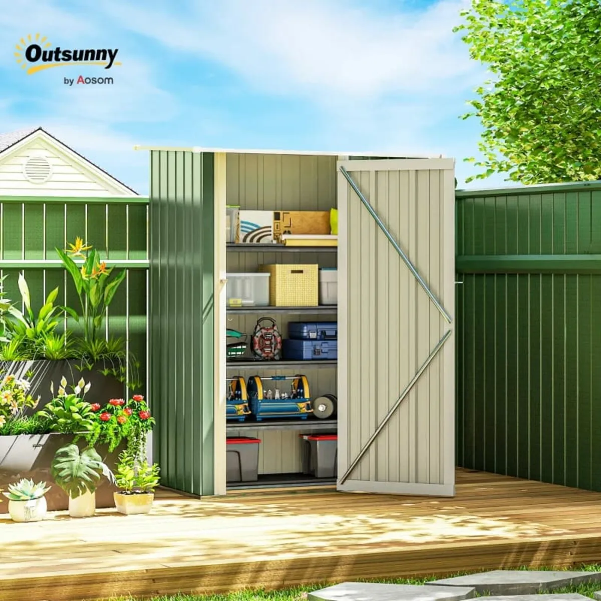 5ft x 3ft Garden Shed with Lean to, Tool Shed w/ S - Image 3