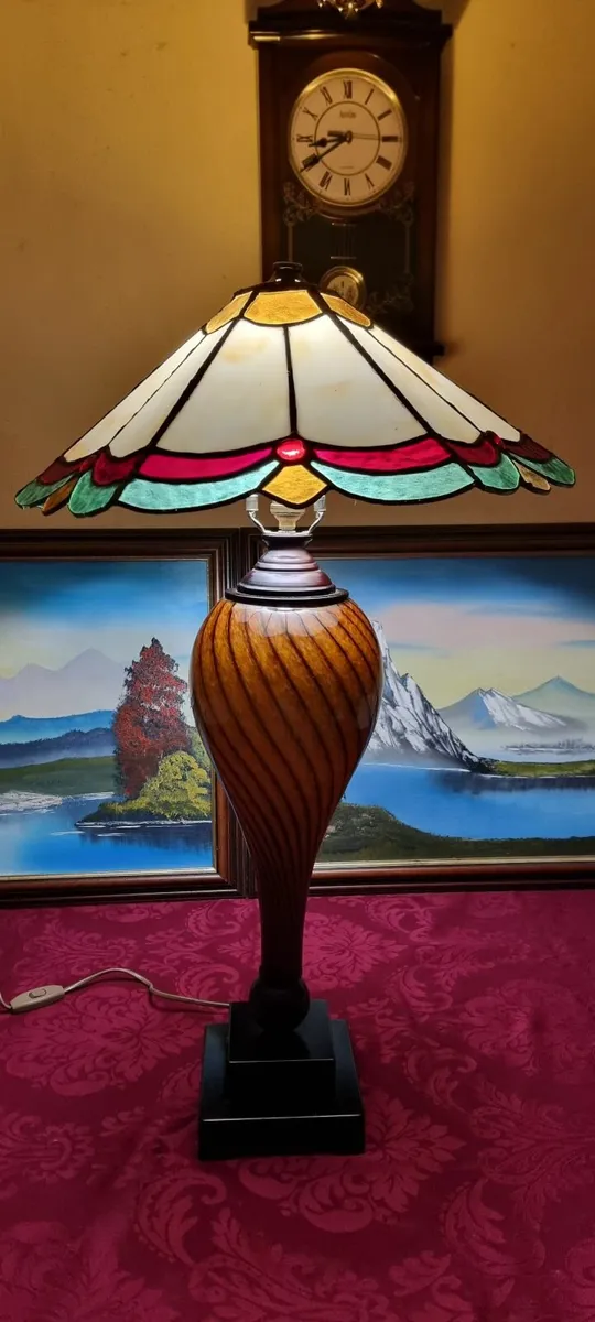 30" Tall Art Deco Tiffany Style Large Table Lamp - Image 2