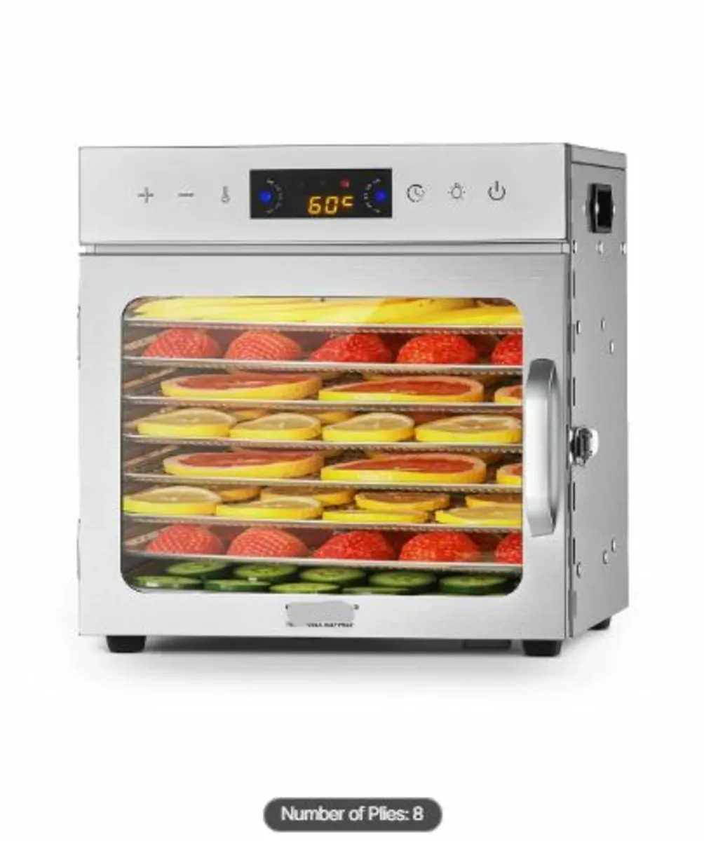 Food Dehydrator Machine, 8 Stainless Steel Trays, - Image 1