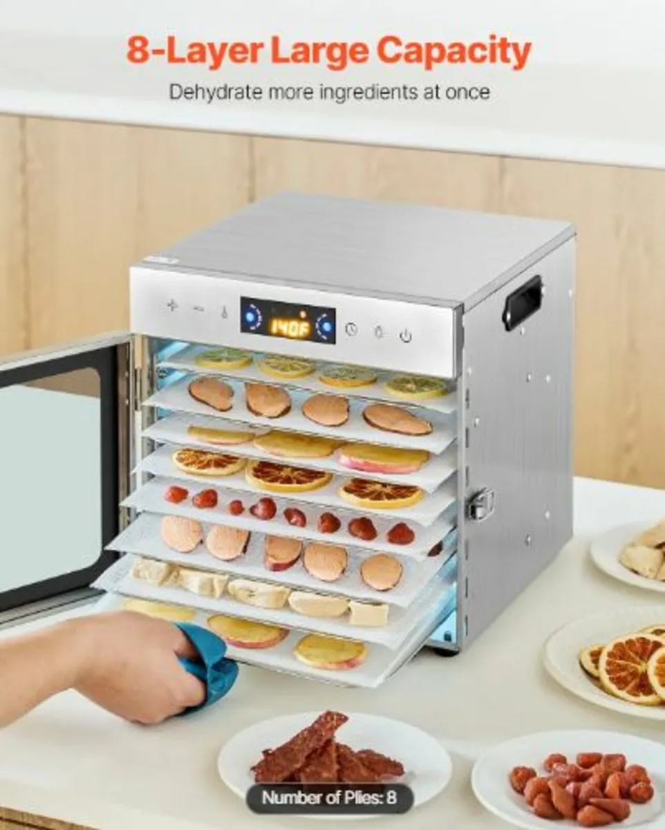 Food Dehydrator Machine, 8 Stainless Steel Trays, - Image 2