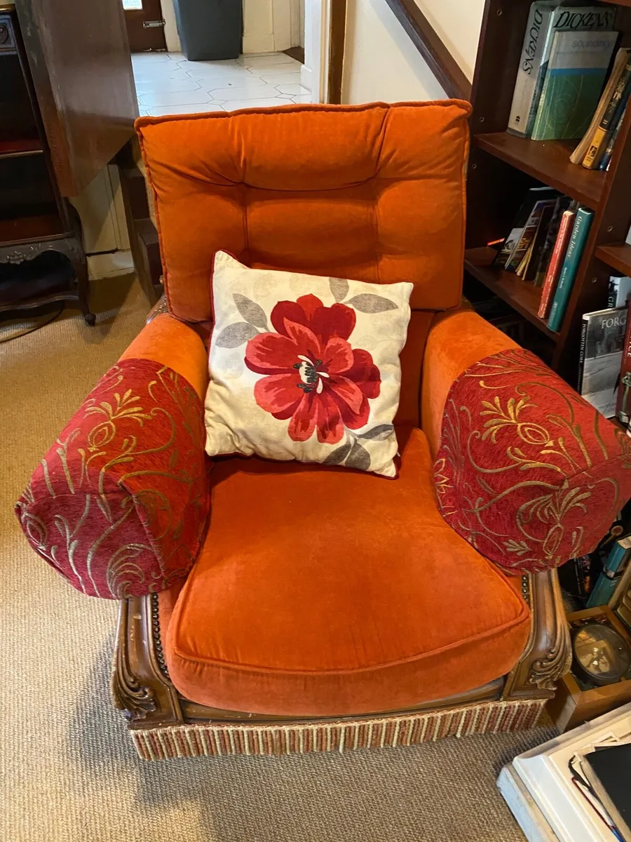 Tangerine colour very comfortable 3 piece suite - Image 3