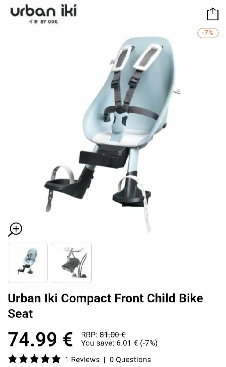 Front Child Bike Seat Never used - Image 1