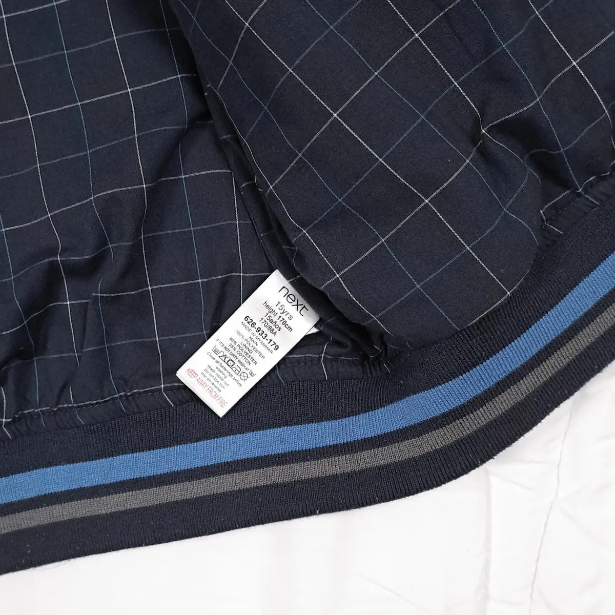 Next Navy Blue Bomber Jacket Mens Boys Size S - Image 2