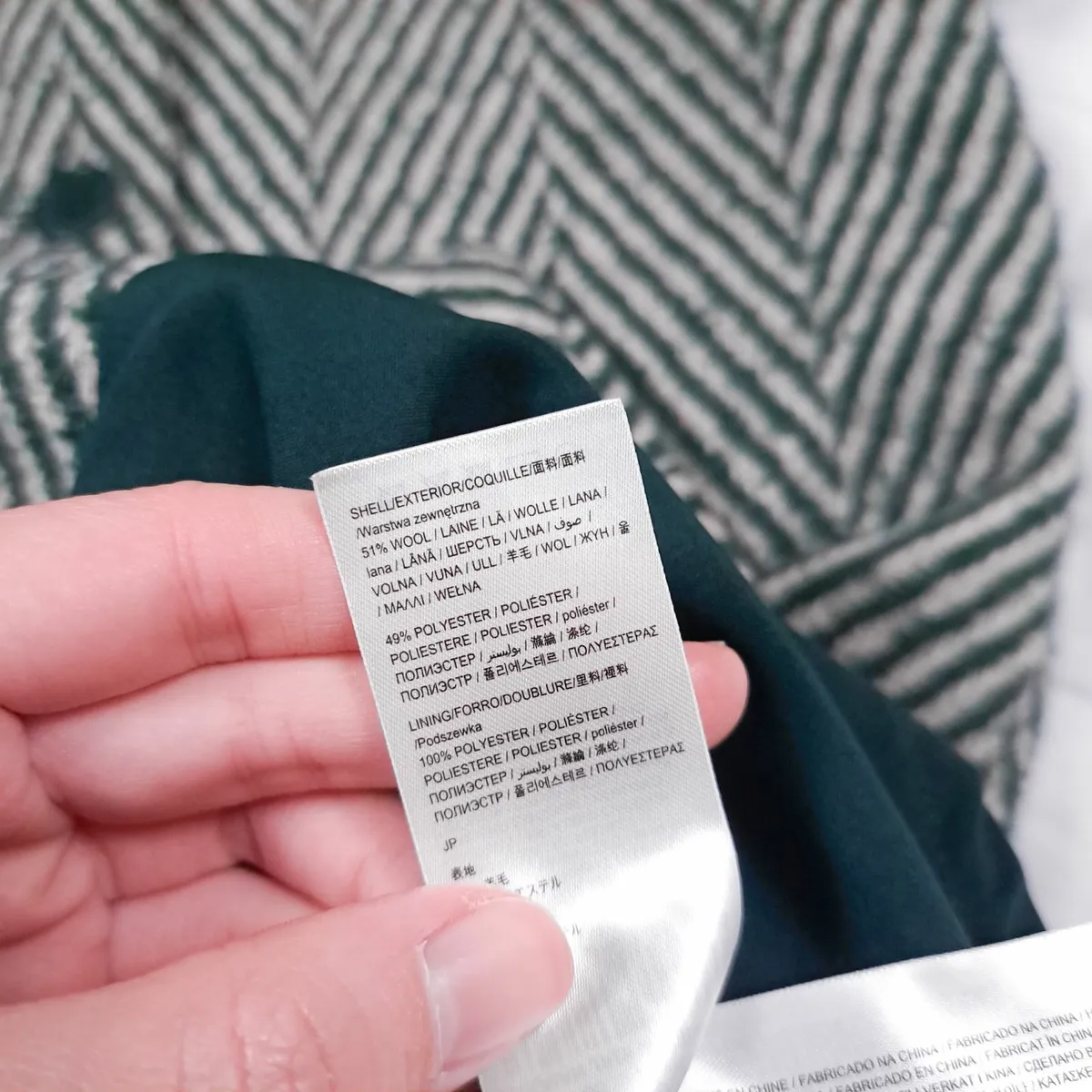 Desigual Green Brown Herringbone Wool Coat 8UK - Image 3