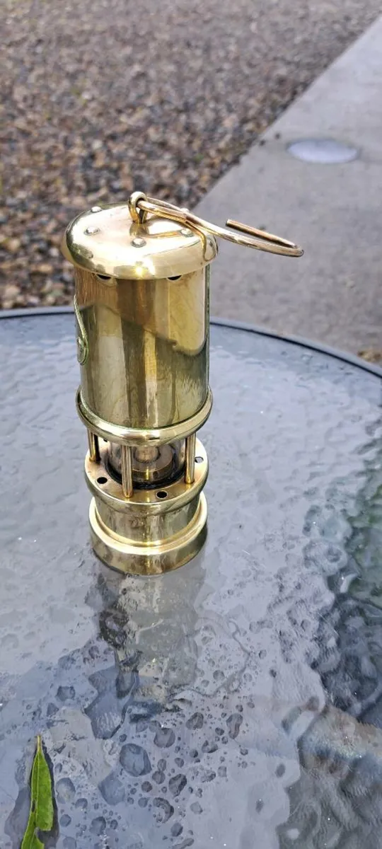 Old brass  miners Iamp - Image 3