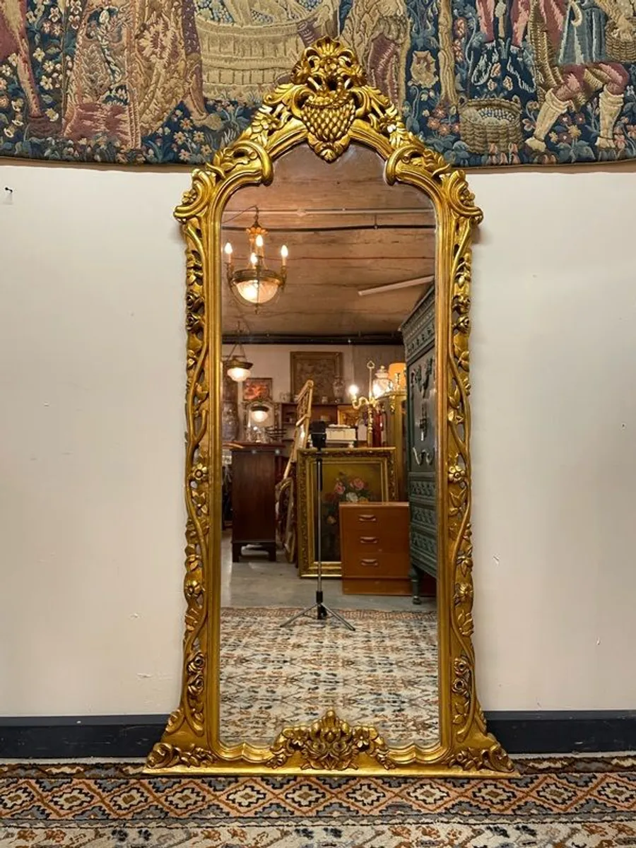Beautiful Large Freestanding Gilt Wood Mirror - Image 1